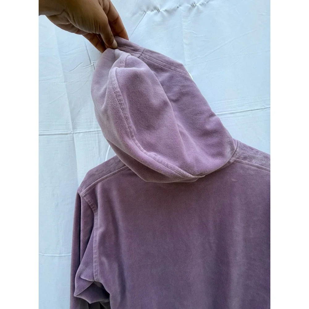 Nike Womens Velour Cropped Hoodie Mauve Purple Embroidered Logo Small